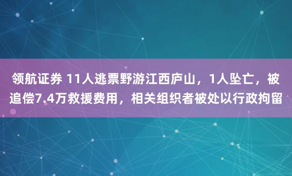 领航证券 11人逃票野游江西庐山，1人坠亡，被追偿7.4万救援费用，相关组织者被处以行政拘留